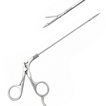 SIRONEX laparoscopic port closure suture passer needle 5mm reusable surgical instrument designed for laparoscopic trocar port-site and fascial closure. Surgical-grade stainless steel construction with precision needle design for controlled suture passage during minimally invasive surgery. Autoclavable and suitable for hospitals, surgical centers, general surgery, gynecology, and urology procedures.