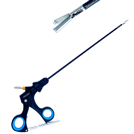 Sironex Laparoscopic Grasper 2x3 Tooth 5mm reusable stainless steel surgical instrument with ergonomic handle for secure tissue grasping, precision control, and reliable performance in laparoscopic procedures for hospitals, clinics, and surgical centers across India.