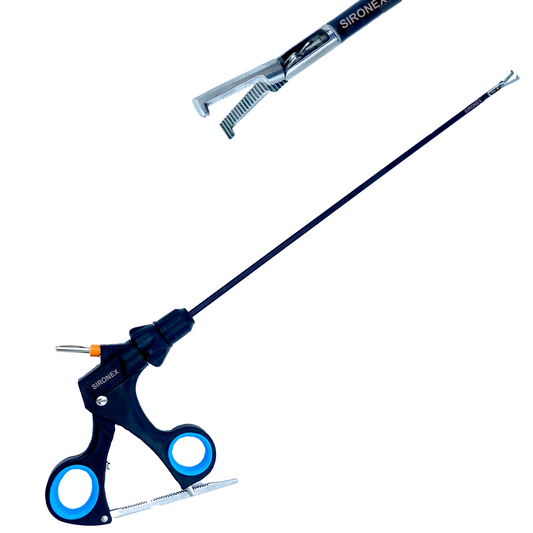 Sironex Laparoscopic Right Angle Grasper 90 Degree 5mm reusable stainless steel surgical instrument with ergonomic handle for precise tissue grasping and controlled manipulation during laparoscopic procedures, suitable for hospitals, clinics, surgical centers, and professional healthcare environments across India.