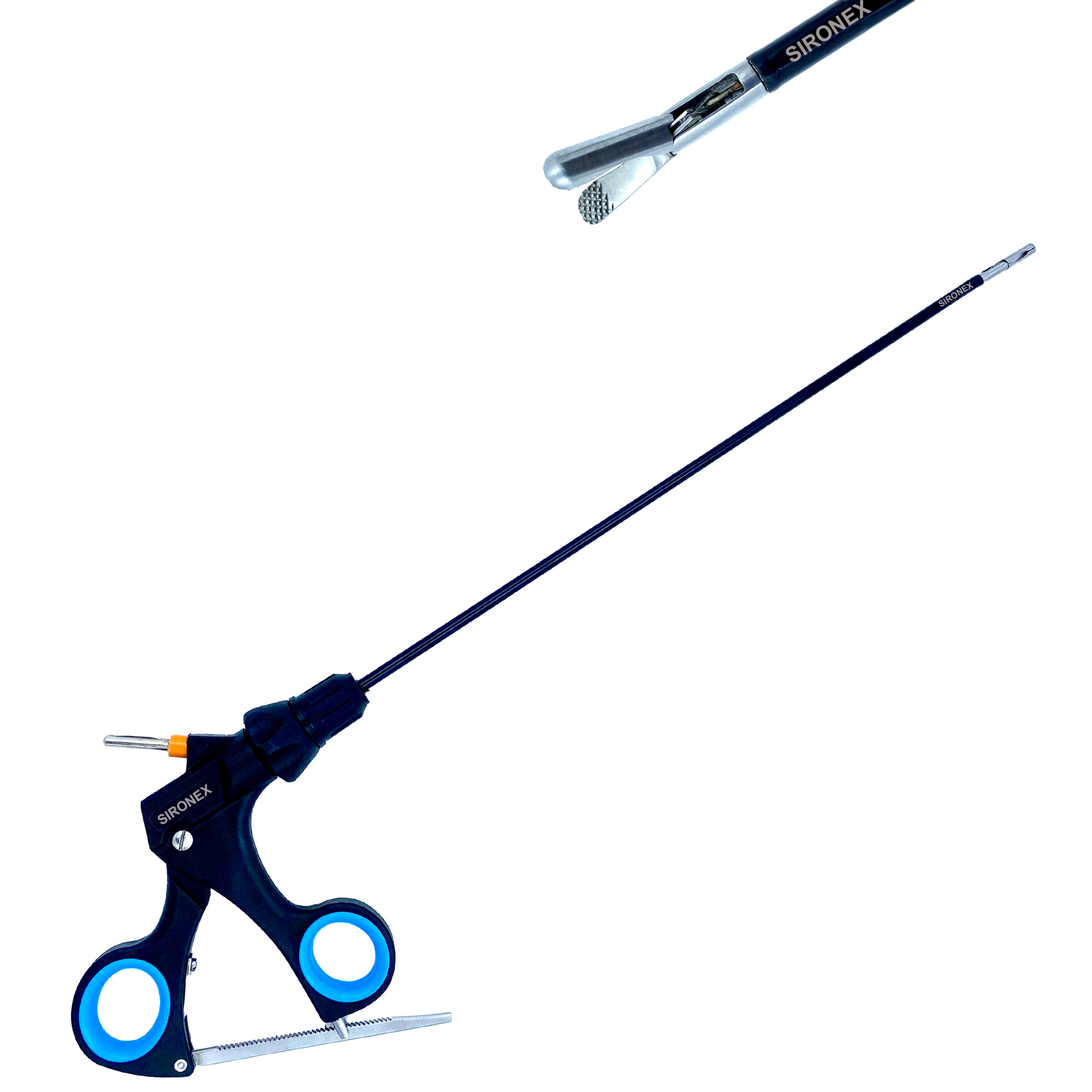 SIRONEX laparoscopic oval bowel grasping forceps 5mm x 330mm reusable surgical instrument manufactured from premium surgical-grade stainless steel for atraumatic bowel grasping, tissue manipulation, and retraction during minimally invasive laparoscopic surgery. Fully autoclavable and compatible with standard 5mm trocars, making it ideal for hospitals, surgical centers, medical colleges, and professional gastrointestinal, bariatric, gynecology, urology, and general surgery procedures.