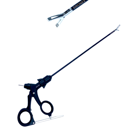 SIRONEX laparoscopic Allis forceps Storz pattern 5mm x 330mm reusable surgical instrument manufactured from premium surgical-grade stainless steel for firm tissue grasping, traction, retraction, and manipulation during minimally invasive laparoscopic surgery. Fully autoclavable and compatible with standard 5mm trocars, making it ideal for hospitals, surgical centers, medical colleges, and professional general surgery, colorectal surgery, gynecology, gastrointestinal surgery, and urology procedures.