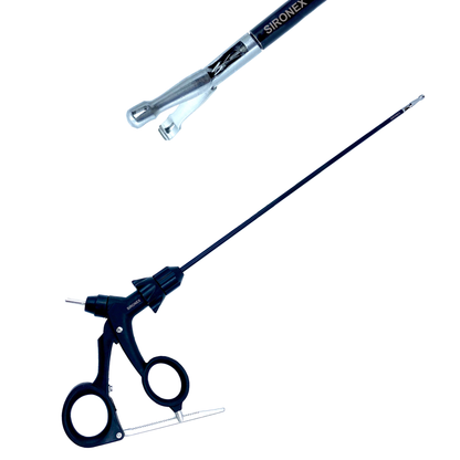 SIRONEX laparoscopic Babcock forceps Storz pattern 5mm x 330mm reusable surgical instrument manufactured from premium surgical-grade stainless steel for atraumatic tissue grasping, bowel manipulation, appendix handling, and tissue retraction during minimally invasive laparoscopic surgery. Fully autoclavable and compatible with standard 5mm trocars, making it ideal for hospitals, surgical centers, medical colleges, and professional general surgery, bariatric surgery, gynecology, gastrointestinal surgery, and
