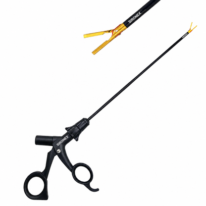 Buy 5mm laparoscopic vessel sealing bipolar forceps with gold straight jaw and ergonomic handle design. Reusable premium-quality surgical instrument for hospitals, clinics, and healthcare facilities across India.