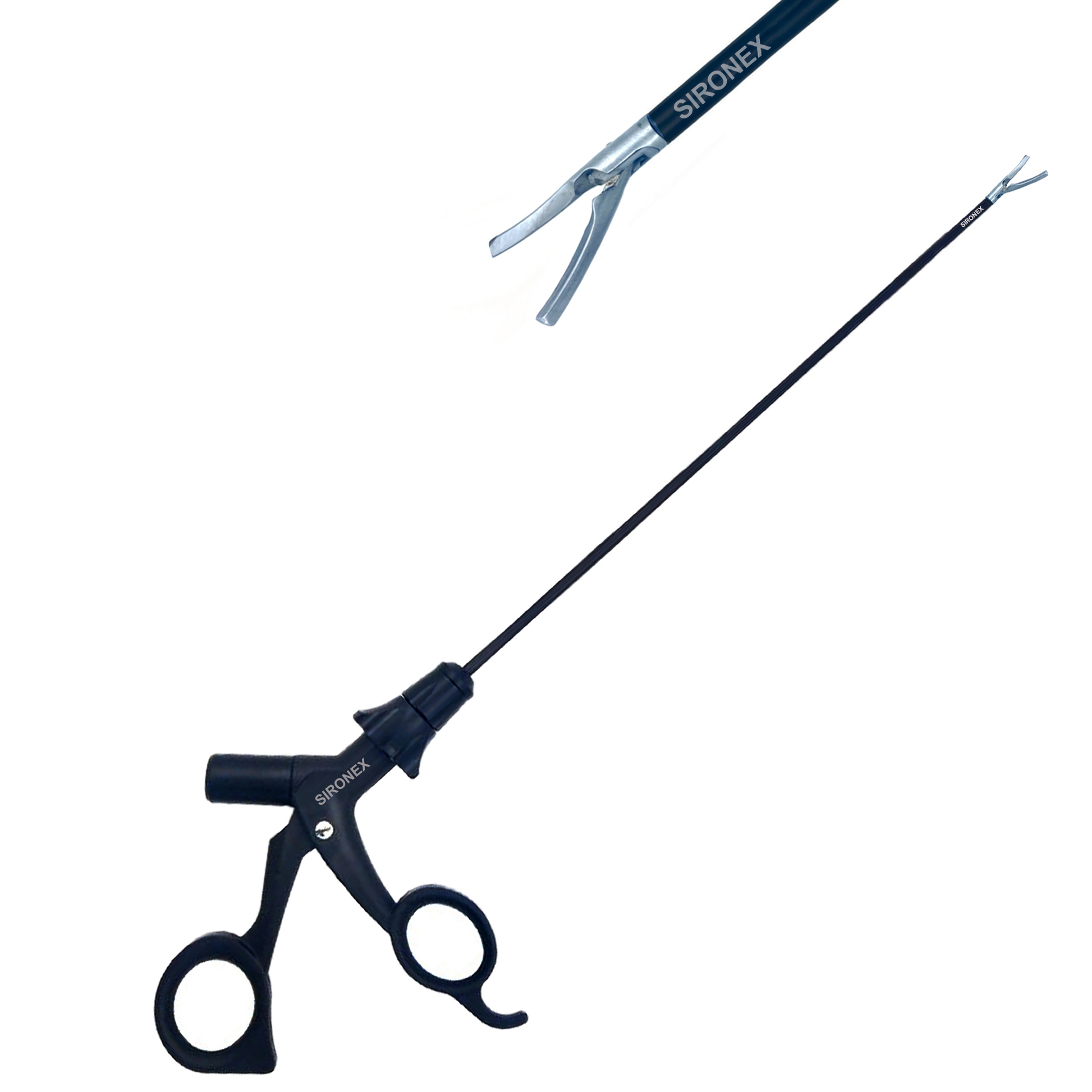 Sironex 5mm laparoscopic bipolar forceps with curved silver jaw design and polished stainless steel construction. Reusable professional healthcare instrument offering ergonomic handling, durable performance, and premium-quality craftsmanship for hospitals, clinics, healthcare facilities, and medical training environments.