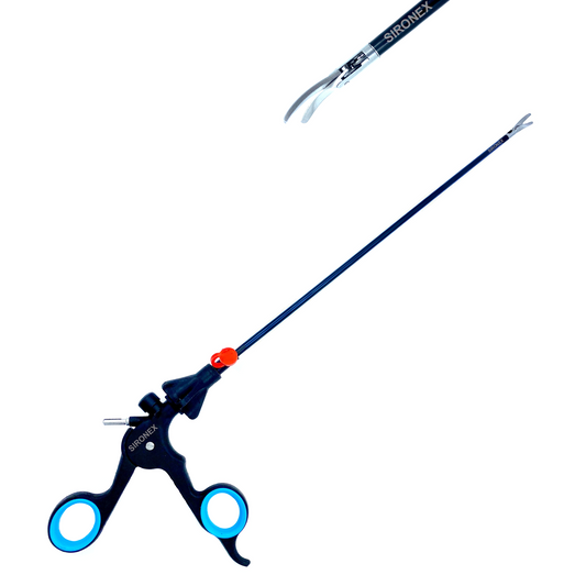 The Sironex Healthcare Laparoscopic Curved Scissor Clickline is designed for precise cutting and smooth dissection during laparoscopic procedures. Featuring a 5mm shaft, reusable surgical-grade stainless steel body, and Karl Storz type Clickline handle, it delivers superior control, durability, and consistent surgical performance for hospitals and surgeons