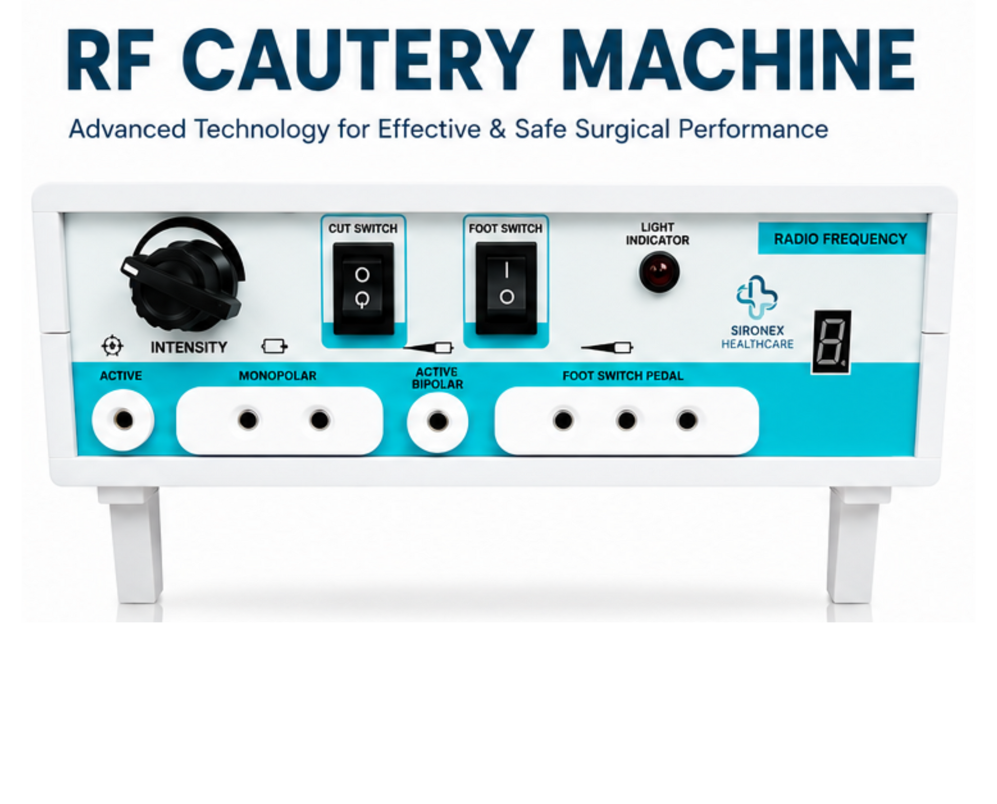 Sironex RF cautery machine electrosurgical generator unit designed for hospitals, clinics, and professional healthcare environments in India. Durable medical-grade construction with precision controls, reliable performance, and user-friendly design for professional medical equipment applications.