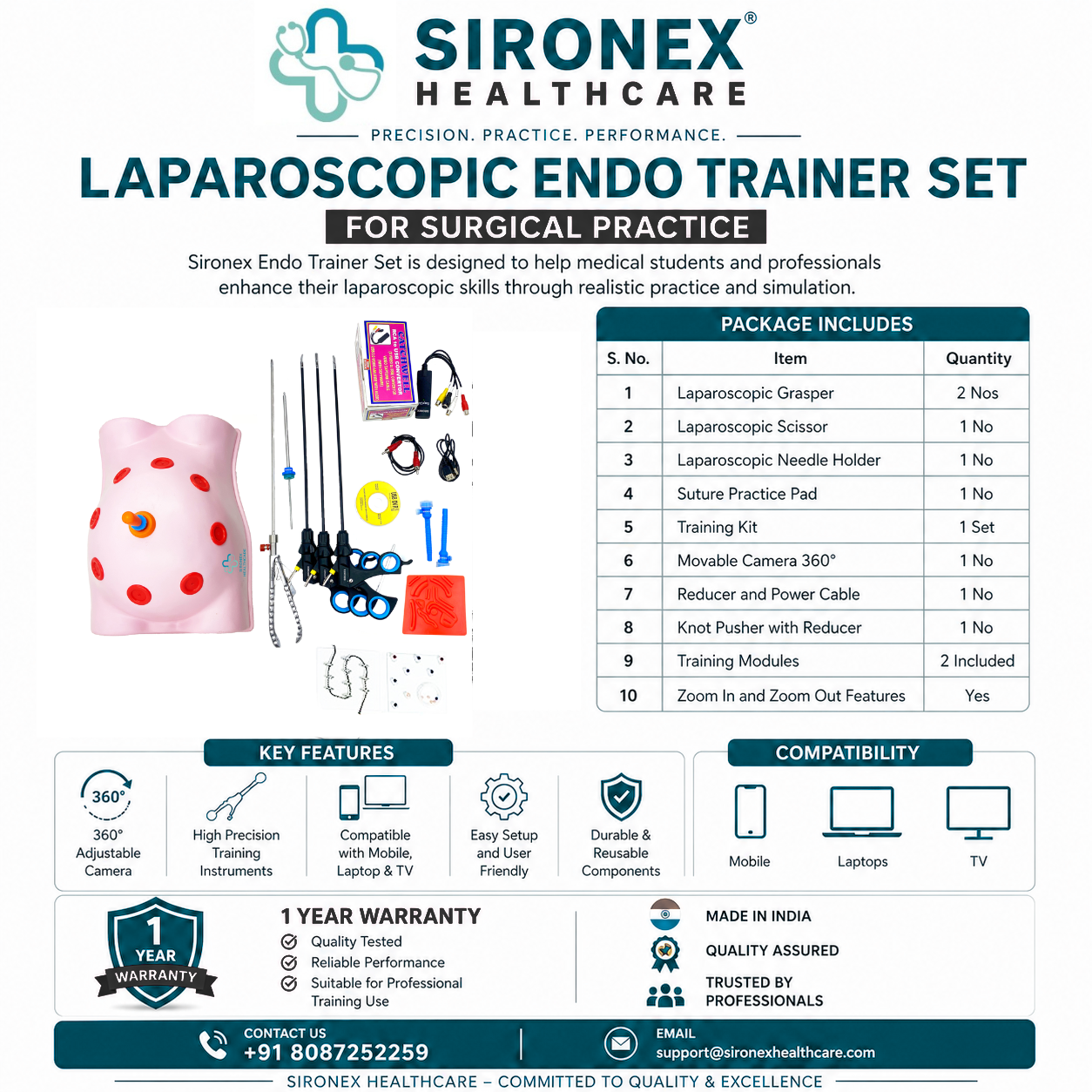 Laparoscopic Endotrainer Simulator Practice Complete Set